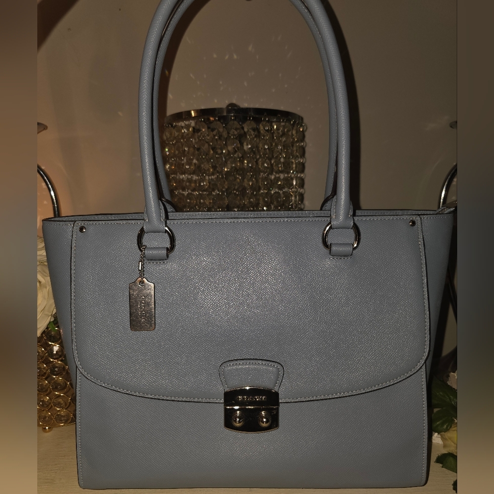 Coach Blue Leather Tote Bag